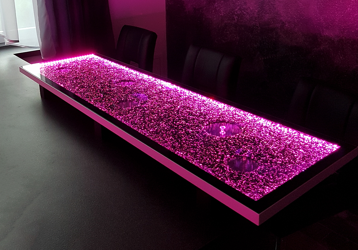 Glaszone Element bartop with LED-lighting in violet